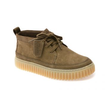 Ghete CLARKS kaki, TORHILL LACE HI, din nabuc Ghete CLARKS kaki, TORHILL LACE HI, din nabuc