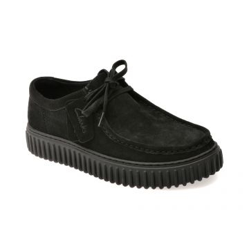 Mocasini CLARKS negri, TORHILL LO, din piele intoarsa
