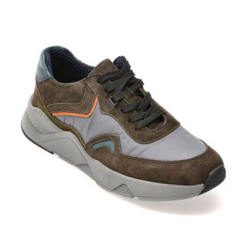 Pantofi sport BITE THE BULLET gri, 9104, din material textil si piele naturala