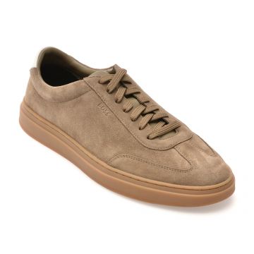 Pantofi sport BOSS kaki, 8715, din piele intorasa