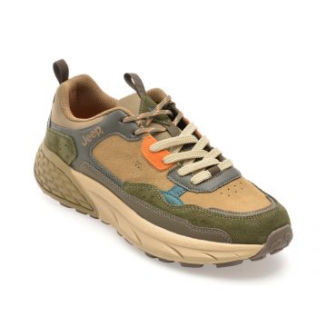 Pantofi sport JEEP kaki, M52070A, din piele naturala Pantofi sport JEEP kaki, M52070A, din piele naturala
