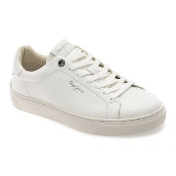 Pantofi sport PEPE JEANS albi, MS00020, din piele naturala