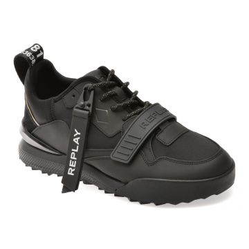 Pantofi sport REPLAY negri, MS8L19L, din material textil si piele naturala Pantofi sport REPLAY negri, MS8L19L, din material textil si piele naturala