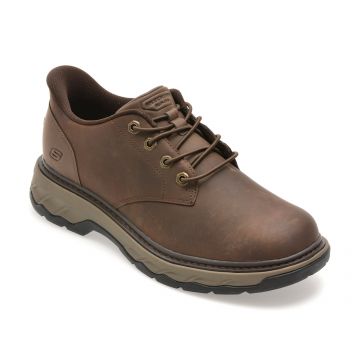 Pantofi sport SKECHERS maro, LOCKETT, din piele naturala Pantofi sport SKECHERS maro, LOCKETT, din piele naturala