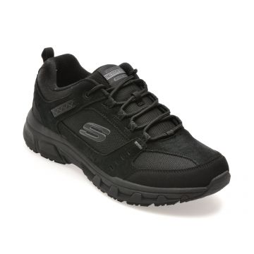 Pantofi sport SKECHERS negri, OAK CANYON, din material textil si piele naturala