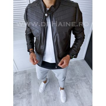 Geaca barbati dark brown piele ecologica B2841 T5-1 Geaca barbati dark brown piele ecologica B2841 T5-1