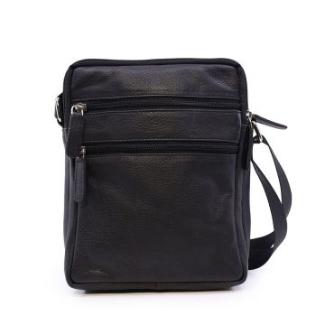 Geantă crossbody bărbați Benvenuti neagră din piele 263BGEA6533N Geantă crossbody bărbați Benvenuti neagră din piele 263BGEA6533N