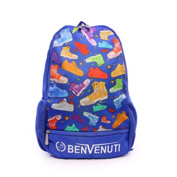 Ghiozdan băieți  Benvenuti albastru  cu print multicolor 248rucson21009bl Ghiozdan băieți  Benvenuti albastru  cu print multicolor 248rucson21009bl