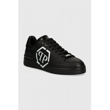 Philipp Plein sneakers din piele Lo-Top Hexagon culoarea negru, MSC3981 PLE005N 0202 Philipp Plein sneakers din piele Lo-Top Hexagon culoarea negru, MSC3981 PLE005N 0202