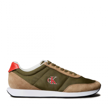 Sneakers bărbați Ck Calvin Klein khaki din piele și textil 2370BP01361VKA Sneakers bărbați Ck Calvin Klein khaki din piele și textil 2370BP01361VKA