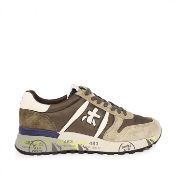 Sneakers bărbați Premiata Lander bej cu maro din piele și textil 1690BP7704M Sneakers bărbați Premiata Lander bej cu maro din piele și textil 1690BP7704M