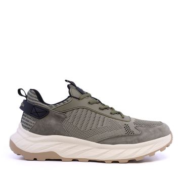 Sneakers tip running bărbați Luca di Gioia verde kaki din piele și textil 3919BPS195V Sneakers tip running bărbați Luca di Gioia verde kaki din piele și textil 3919BPS195V