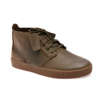Ghete CLARKS kaki, STREETHILL MID, din nabuc Ghete CLARKS kaki, STREETHILL MID, din nabuc