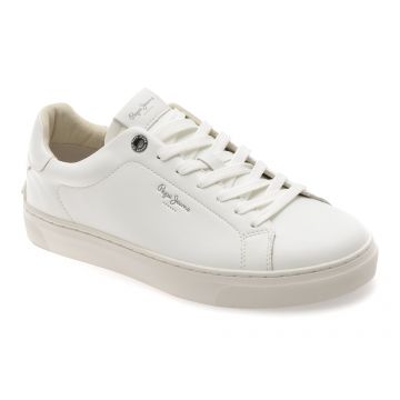 Pantofi sport PEPE JEANS albi, MS00020, din piele naturala