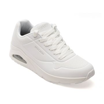 Pantofi sport SKECHERS albi, UNO, din piele ecologica