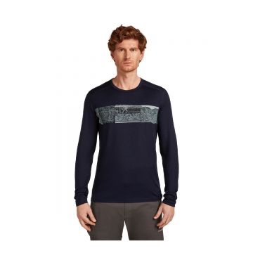 Bluza Barbati Icebreaker 200 Oasis Ls Crewe Elevation Lin Midnight Navy