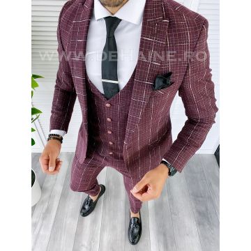 COSTUM BARBATI SLIM FIT (SACOU+ VESTA) GRENA B5361 40-4.1 COSTUM BARBATI SLIM FIT (SACOU+ VESTA) GRENA B5361 40-4.1