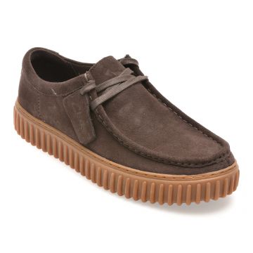 Mocasini CLARKS maro, TORHILL LO, din piele intoarsa