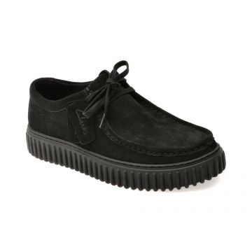 Mocasini CLARKS negri, TORHILL LO, din piele intoarsa