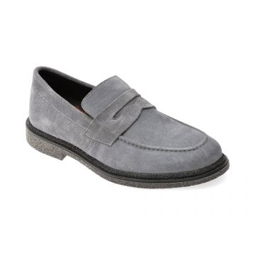 Mocasini eleganti OTTER gri, 6952, din piele intoarsa