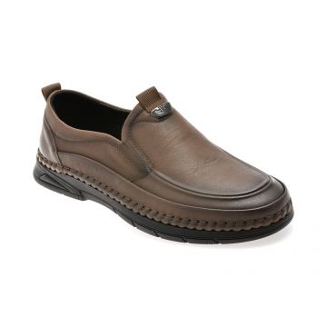 Mocasini OTTER kaki, T8512, din piele naturala