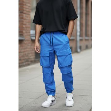 Pantaloni de trening cargo  albastri  conici Y239 O2-5.2 Pantaloni de trening cargo  albastri  conici Y239 O2-5.2