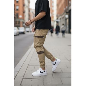 Pantaloni de trening cargo  maro  conici Y201 P20-4.1 Pantaloni de trening cargo  maro  conici Y201 P20-4.1