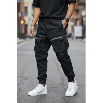 Pantaloni de trening cargo  negri  conici Y103 P19-4.2 Pantaloni de trening cargo  negri  conici Y103 P19-4.2