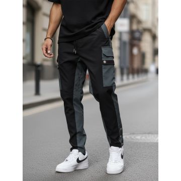 Pantaloni de trening cargo  negri  conici Y202 O2-4.2 Pantaloni de trening cargo  negri  conici Y202 O2-4.2