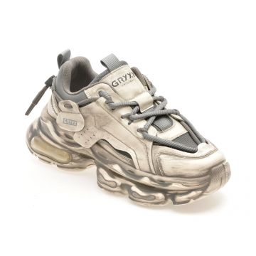 Pantofi sport GRYXX albi, F7801, din material textil si piele naturala Pantofi sport GRYXX albi, F7801, din material textil si piele naturala