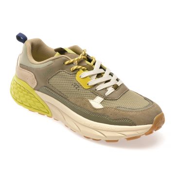 Pantofi sport JEEP kaki, M51091A, din material textil