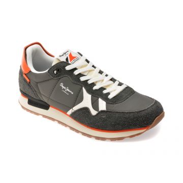 Pantofi sport PEPE JEANS gri, BRIT FLY, din material textil