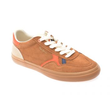 Pantofi sport PEPE JEANS maro, TRAVIS CITY, din piele naturala