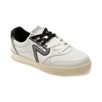 Pantofi sport REPLAY alb-negru, MZ5N08L, din piele naturala