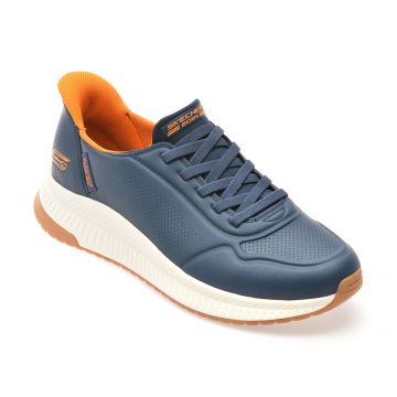 Pantofi sport SKECHERS bleumarin, BOBS SQUAD 4, din piele ecologica