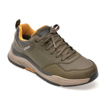 Pantofi sport SKECHERS kaki, BENAGO, din piele naturala Pantofi sport SKECHERS kaki, BENAGO, din piele naturala