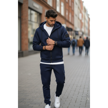 Trening barbati slim fit bleumarin  Pantaloni + Hanorac  silon    5047 Trening barbati slim fit bleumarin  Pantaloni + Hanorac  silon    5047