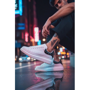 Adidasi barbati casual  albi cu negru 6626 N17-3