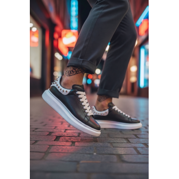 Adidasi barbati casual  negri cu alb 6626 N17-3