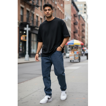 Blugi barbati baggy bleumarin verzui 115b