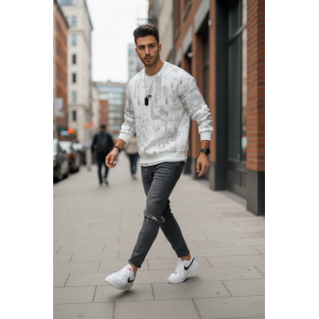 Bluza barbati alba slim fit 71413