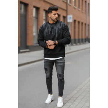 Bluza barbati neagra slim fit 71414