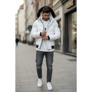 Geaca barbati de iarna  alba  cu defect  A98 D0-4