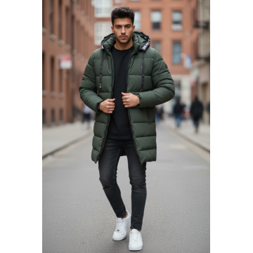 Geaca barbati de iarna kaki  lunga A72