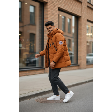 Geaca barbati groasa de iarna  imblanita  portocalie D8