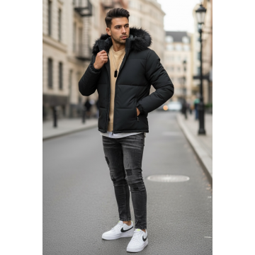 Geaca barbati groasa de iarna neagra 2333
