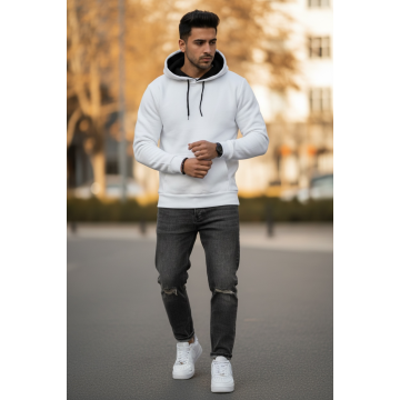 Hanorac barbati slim fit  alb 13411