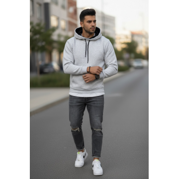 Hanorac barbati slim fit  gri deschis 13411