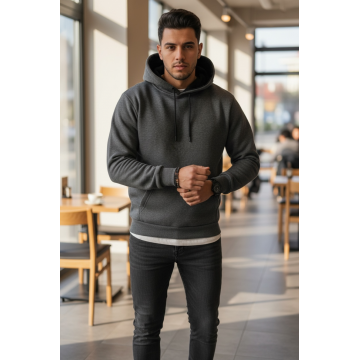 Hanorac barbati slim fit  gri inchis 13411