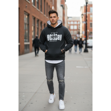 Hanorac barbati slim fit  gri  vatuit S110